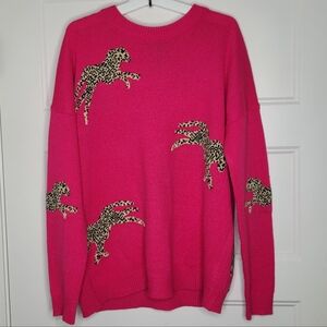 Runway 7 Pink Cheetah Sweater Size M